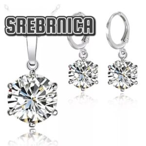 Zestaw srebro 925 łańcuszek przywieszka kolczyki