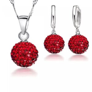 Zestaw srebro 925 czerwone kule