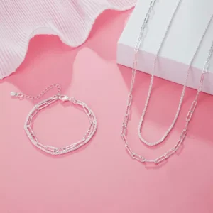 Zestaw srebro 925 łańcuszek bransoletka